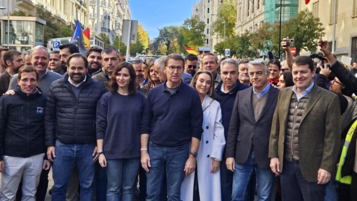 Núñez ha participado en la manifestación de Madrid de este sábado.