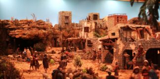 El torreón del Alamín se identificaba fácilmente en la versión de 2023 del belén monumental de Guadalajara, que pudo visitarse en la Plaza de Santo Domingo el pasado año.