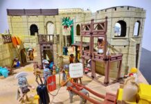 Una de las escenas que pueden verse en la exposición de Playmobil en el centro cultural de Ibercaja.