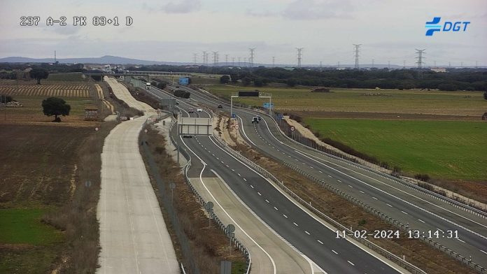 La A-2, a primera hora de la tarde del 11 de febrero de 2024. (Foto: DGT)