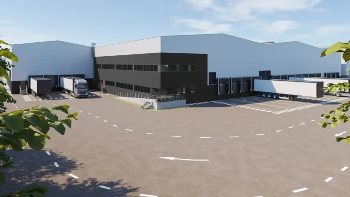 Recreación de la plataforma logística que Iberdrola está construyendo en Cabanillas junto a la A-2.