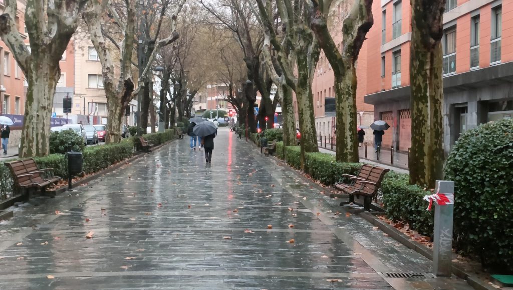 El Paseo de las Cruces bajo la lluvia, en el invierno de 2024. (Foto: La Crónic@)