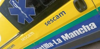 Ambulancia del SESCAM en Guadalajara, en abril de 2024. (Foto: La Crónic@)