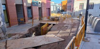 Estado de las obras de la calle Cervantes a finales de marzo de 2024. (Foto: La Crónic@)