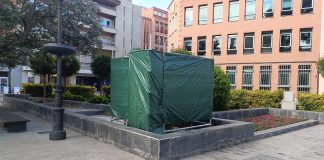 Todo lo listo para la recuperación de la mejor versión del Neptuno de la Plaza del Jardinillo. (Foto: La Crónic@)