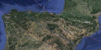 El eclipse va a dejar 347 millones de euros allá por donde pase, Guadalajara incluida Recorrido de la sombra del eclipse total sobre España en 2026.