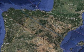 El eclipse va a dejar 347 millones de euros allá por donde pase, Guadalajara incluida Recorrido de la sombra del eclipse total sobre España en 2026.