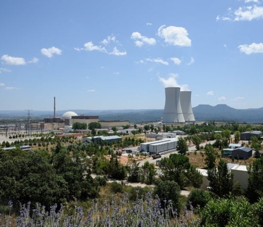 Torres de la central nuclear de Trillo, inconfundibles en el paisaje alcarreño.