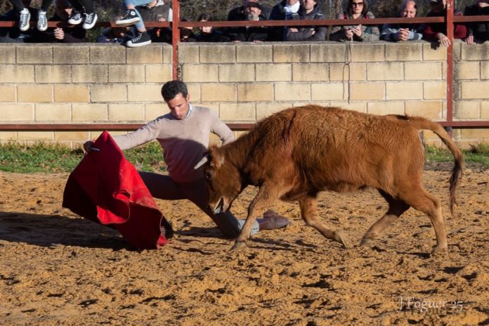 David de Miranda, de tentadero en Valdesaz el 11 de enero de 2025.