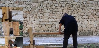 Propuesta de cómo se elaboraban las herramientas de pedernal hace 5.000 años en Romancos, con herramientas especificas.