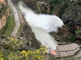 El desembalse de Alcorlo ha comenzado de este modo. (Foto: CHT)