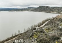 Empieza a sobrar agua en Alcorlo, por la lluvia Rotunda la imagen que presentaba este lunes el pantano de Alcorlo, lleno hasta los topes. (Foto: Rafa Martín / EP)