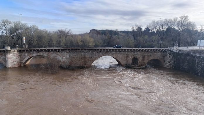 El río Henares, el 23 de marzo de 2025 a su paso por Guadalajara. (Foto: La Crónic@)