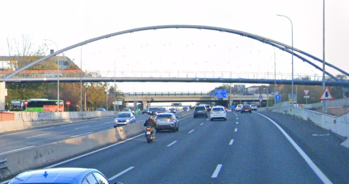 La A-2, a la altura de Canillejas, en sentido de entrada hacia Madrid. (Foto: Google Maps)