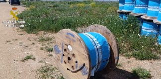 Una de las bobinas de aluminio robadas en Almadrones, en Guadalajara. (Foto: Guardia Civil)