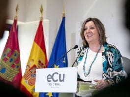 Patricia Franco, durante el acto inaugural de este lunes en Cabanillas.
