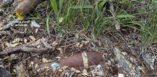 Proyectil de la Guerra Civil encontrado Sotodosos el 31 de mayo de 2025. (Foto: Guardia Civil)