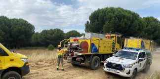 Simulacro de incendio forestal en La Mierla el 24 de junio de 2025.