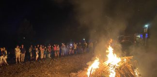 Hoguera en el río Henares