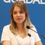 Itziar Asenjo, durante su intervención en la sede provincial del PP de Guadalajara.
