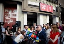 Page, a su llegada a la sede del PSOE en Ferraz el 5 de julio de 2025. (Foto: EP)