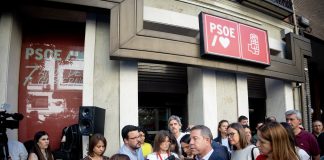 Page, a su llegada a la sede del PSOE en Ferraz el 5 de julio de 2025. (Foto: EP)