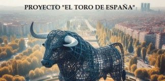 Los promotores han distribuido esta recreación artística de "El Toro de España", que podría levantarse en Guadalajara o en cualquier otra localidad de España que acepte el reto.