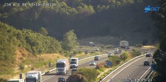 Lugar del accidente en la A-2. (Foto: DGT)