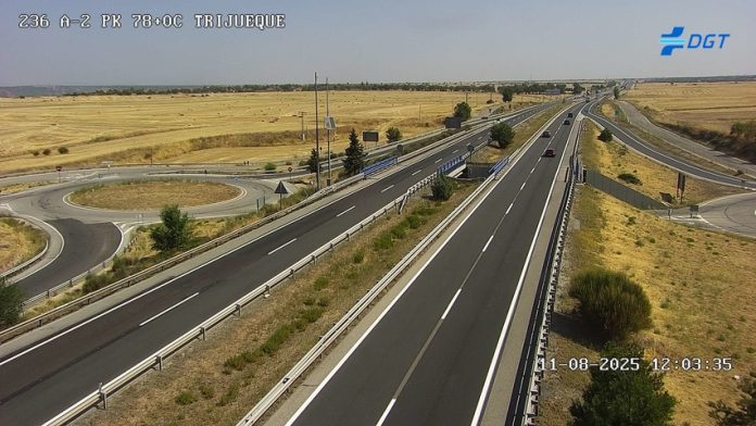 El kilómetro 78 de la A-2, a la altura del término municipal de Trijueque. (Foto: DGT)