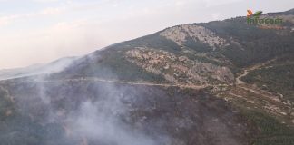 Vista área del incendio de La Huerce el 9 de agosto de 2025. (Foto: Infocam)