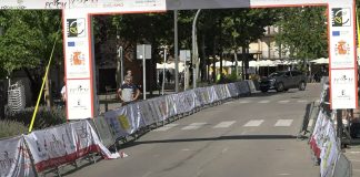 La línea de meta, preparada en Molina de Aragón.