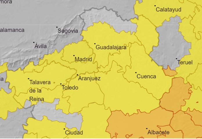 Mapa de avisos de AEMET para el 18 de agosto de 2025.