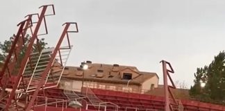 Efectos del viento sobre la plaza de toros portátil de Uceda.