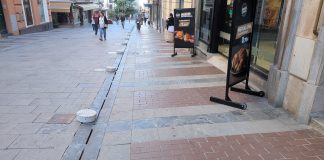 Trabajos en la Calle Mayor tras los encierros de 2025, el martes 23 de septiembre. (Foto: La Crónic@)