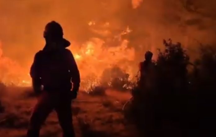 Trabajo contra el fuego de Peñalba de la Sierra durante la madrugada.
