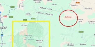 Ubicación de Cantalojas respecto del incendio del Pico del Lobo. (Croquis: La Crónic@ / Google Maps)