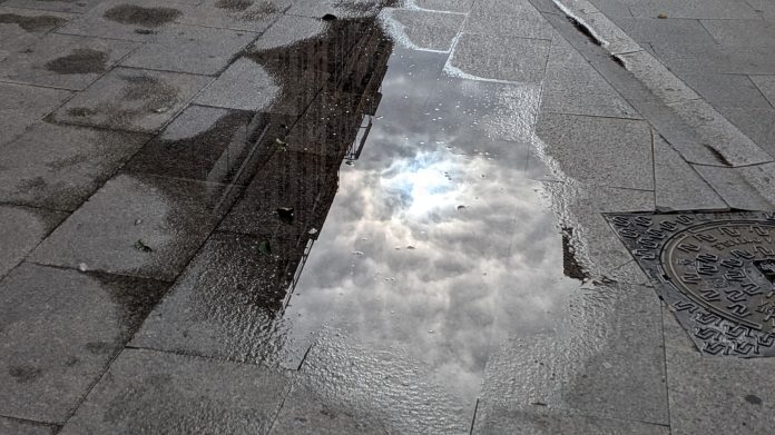 Charco en Guadalajara que ha dado pie al artículo de El Paseante. (Foto: La Crónic@)