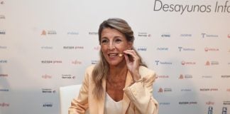 Yolanda Díaz, en el momento de avanzar estas medidas. (Foto: EP)