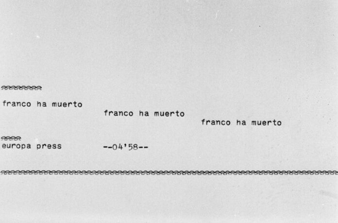 El histórico teletipo con el que Europa Press alertó en primicia mundial de la muerte de Franco.