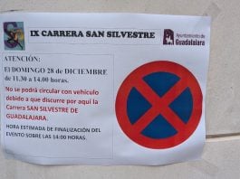 Limitaciones para el estacionamiento por la San Silvestre de Guadalajara. (Foto: La Crónic@)