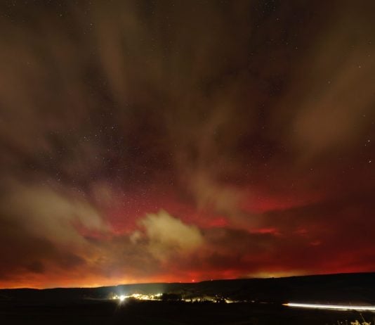 Aurora boreal desde Tobillos (Foto José Antonio Rodríguez).