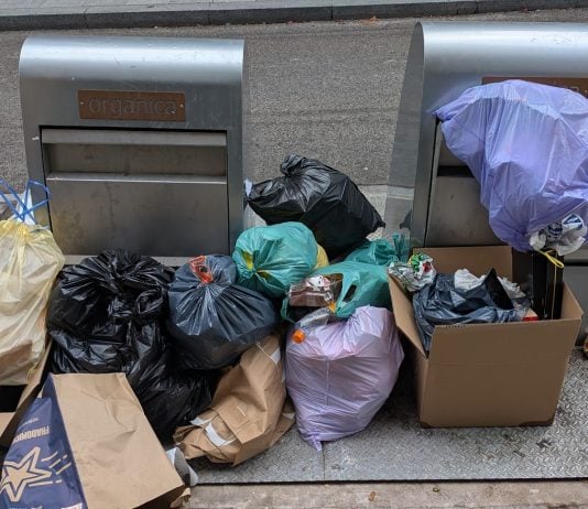 Contenedores de basura el 20 de diciembre de 2025 en Guadalajara. (Foto: La Crónic@)