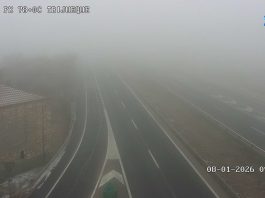 Niebla en la A-2 a la altura de Trijueque en la mañana del 8 de enero de 2026. (Foto: DGT)