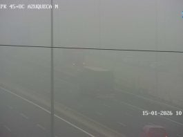 Estado de la A-2 a las 11 dela mañana del 15 de enero de 2025, con niebla densa. (Foto: DGT)