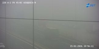 Estado de la A-2 a las 11 dela mañana del 15 de enero de 2025, con niebla densa. (Foto: DGT)