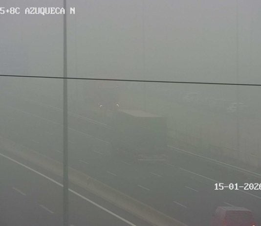 Estado de la A-2 a las 11 dela mañana del 15 de enero de 2025, con niebla densa. (Foto: DGT)