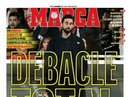Portada del diario Marca a propósito de la derrota del Real Madrid en Albacete.