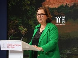 La presidenta de la Diputación de Toledo, Concepción Cedillo, durante su intervención en Fitur.