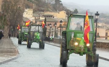 Los agricultores han protestado en Toledo Agricultores tractorada