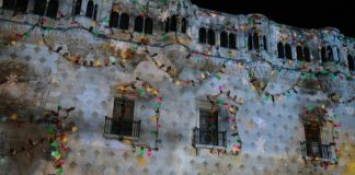 Videomapping en el Infantado en la Navidad de 2023.